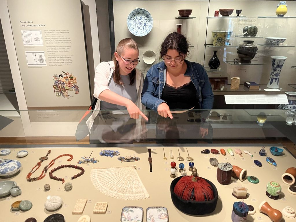 Studying the exhibits at the Ashmolean Museum.