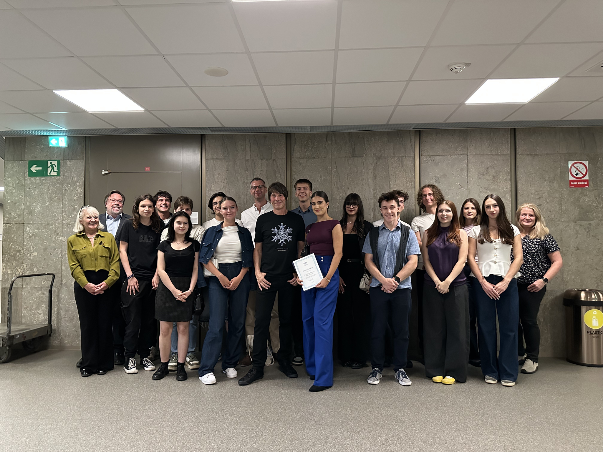 Professor Brian Cox with ECP's IB Physics students