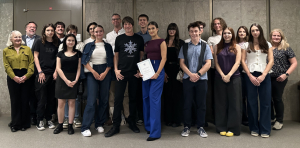 Professor Brian Cox with ECP's IB Physics students